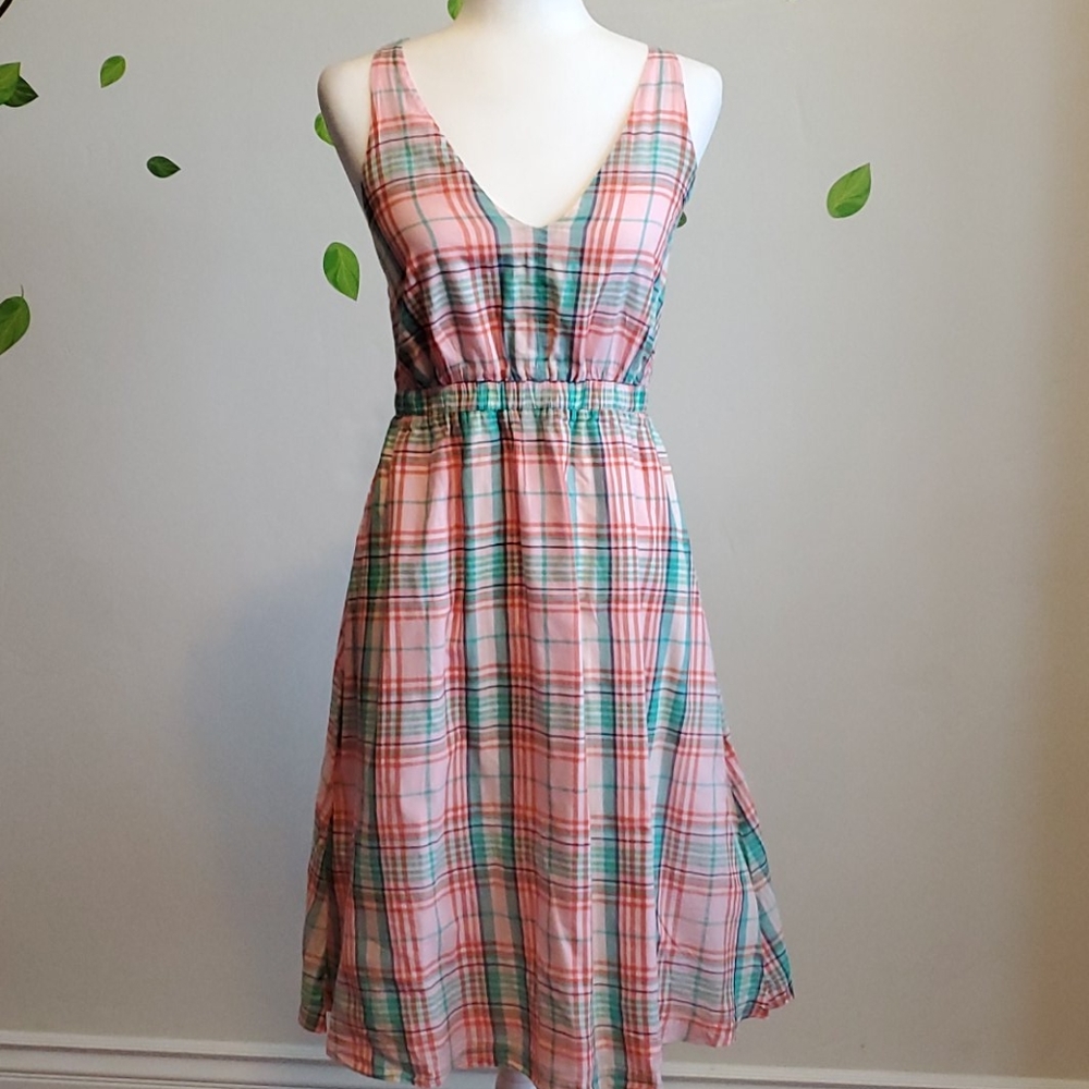 J. Crew Cross Back Dress in Vintage Plaid XS